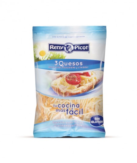 Tres quesos rallado 150g: emmental mozzarella cheddar