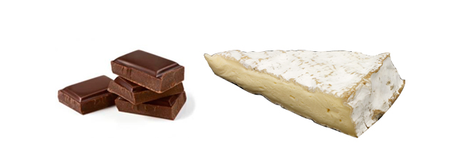 Maridaje del queso con chocolate. Queso Brie con chocolate 